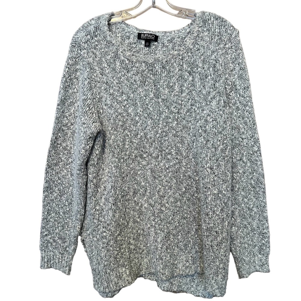 Buffalo David Bitton Sweater Womens S Petite Gray White Cozy Cabin Core